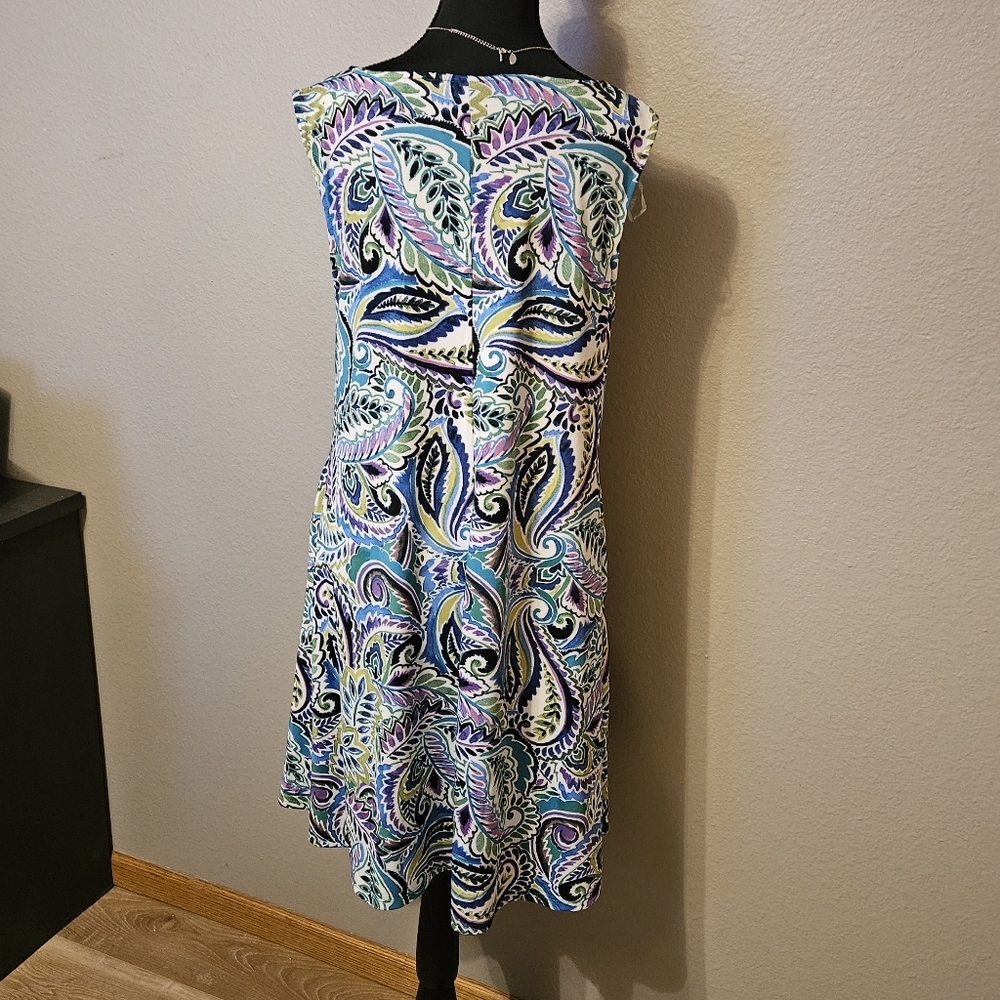 Nina Leonard Women's Large Paisley Tank Dress - Picture 5 of 7